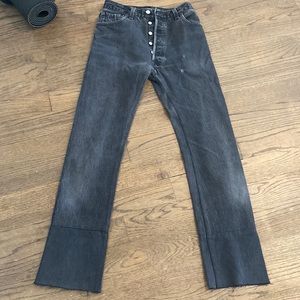 Redone high rise straight leg vintage distressed black Levi’s